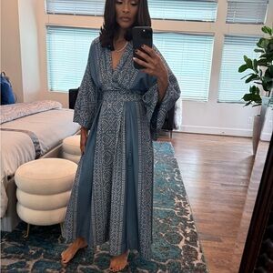 Free People Blue Geometric Maxi Dress